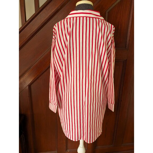Blair Red & White Striped Button-Up Blouse Long Sleeve Lightweight Size 2XL - Picture 3 of 7